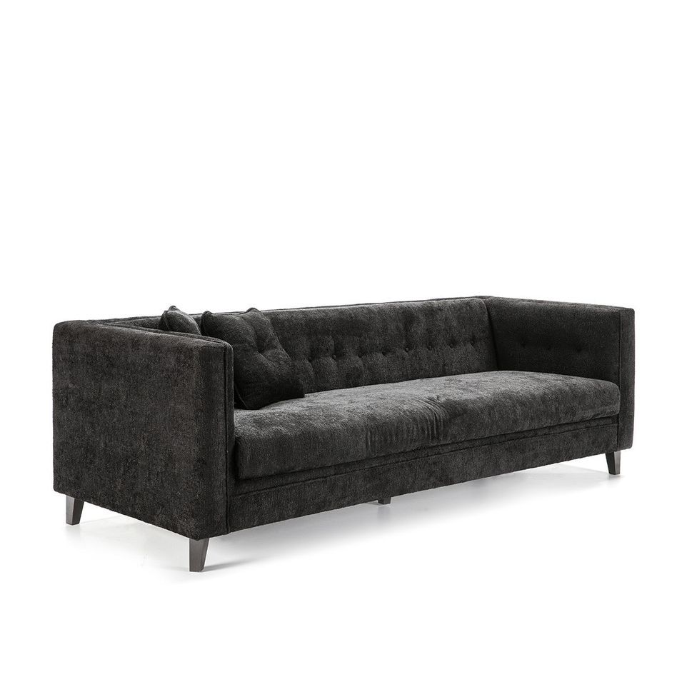 Canapé 4 places velours noir Karina - Photo n°1