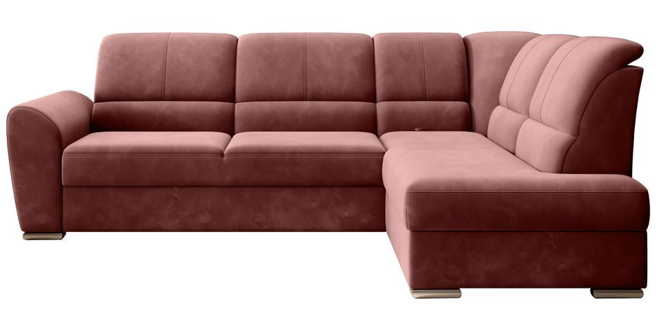 Canapé angle droit convertible tissu rouille et pieds acier chromé Zabor 270 cm - Photo n°1