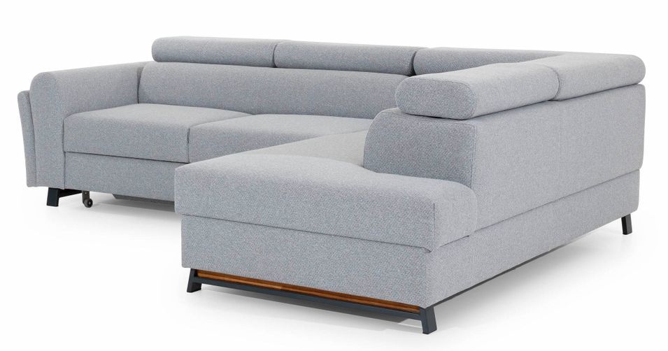 Canapé angle droit convertible tissu vert d'eau avec têtières réglables Nikos 265 cm - Photo n°14