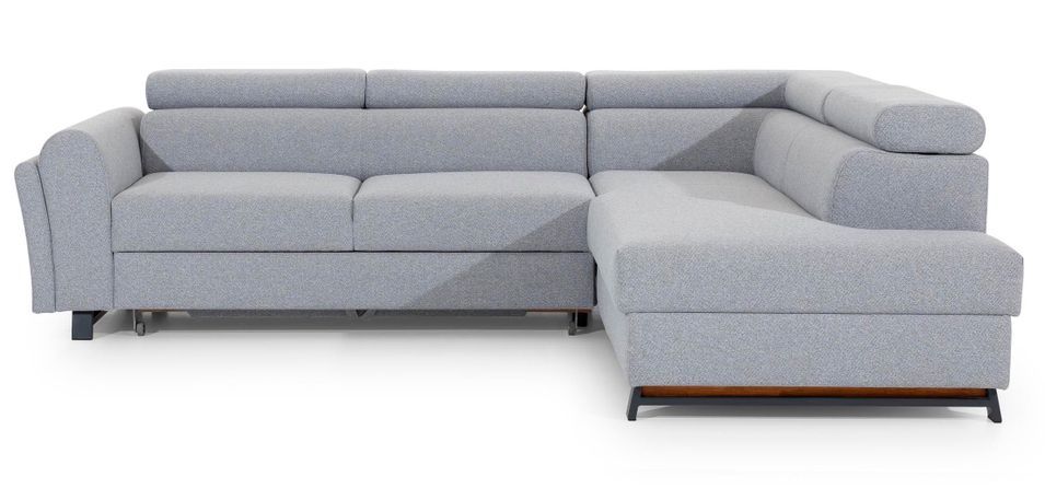 Canapé angle droit convertible tissu vert d'eau avec têtières réglables Nikos 265 cm - Photo n°15