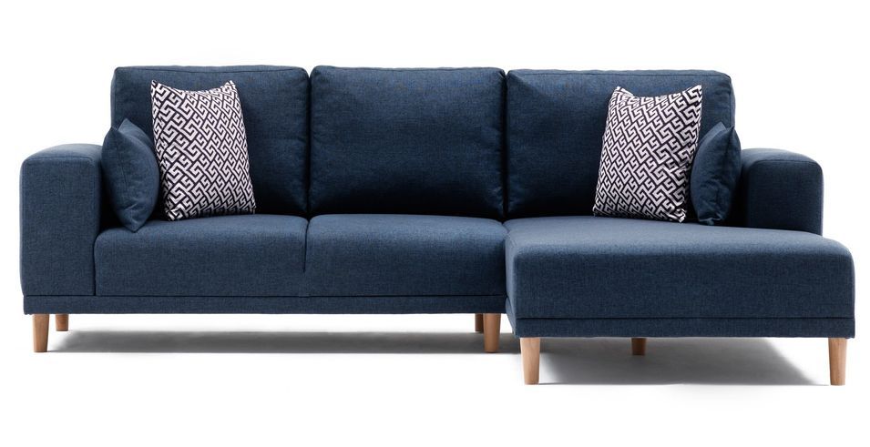 Canapé angle droit tissu bleu foncé Zendy 235 cm - Photo n°1