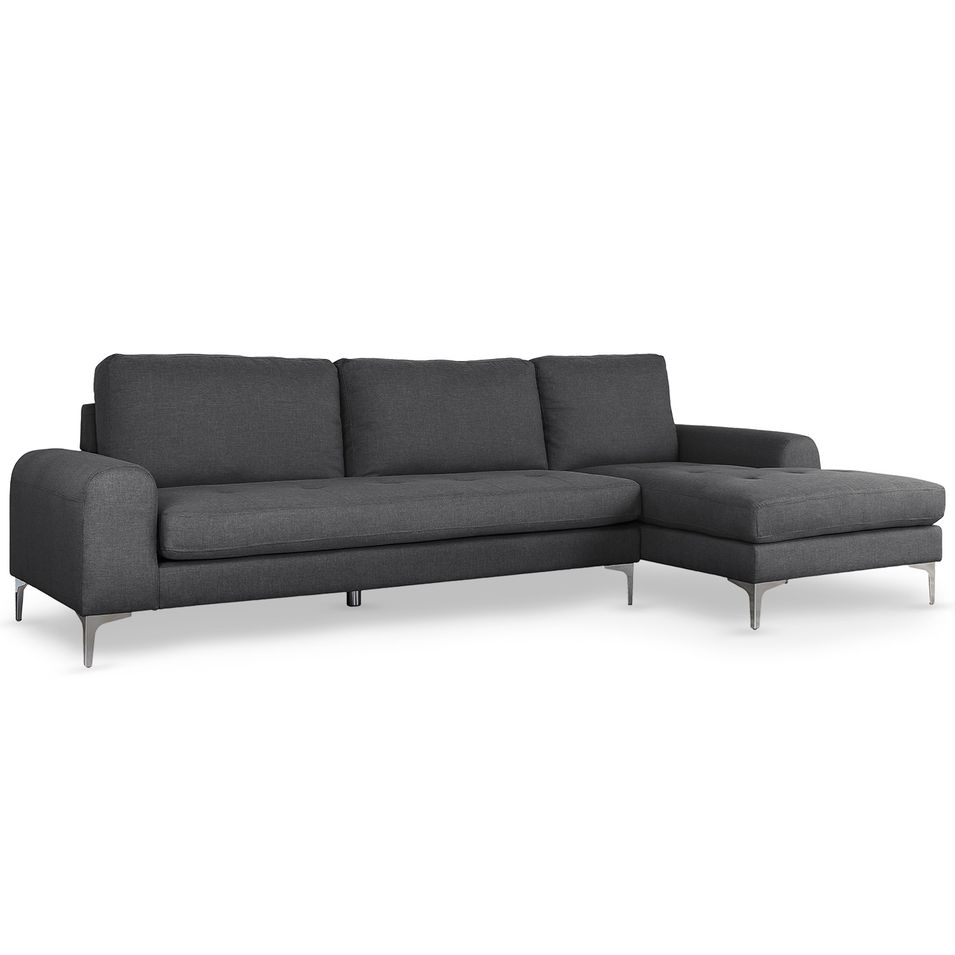 Canapé angle droit Tissu Gris foncé Kopal - Photo n°1