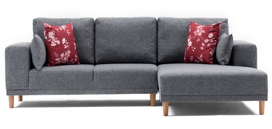 Canapé angle droit tissu gris Zendy 235 cm - Photo n°1