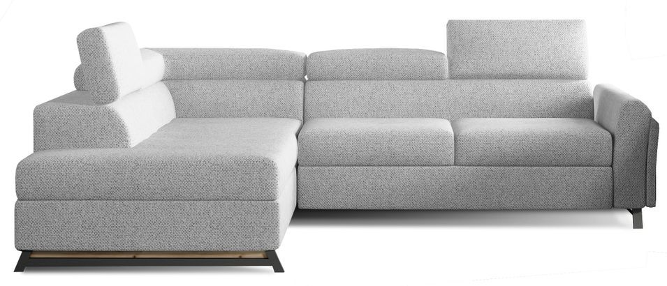 Canapé angle gauche convertible tissu gris clair avec têtières réglables Nikos 265 cm 2 - Photo n°1