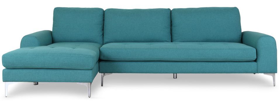 Canapé angle gauche tissu bleu Kopal - Photo n°1