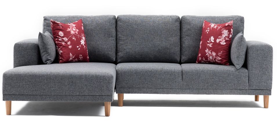 Canapé angle gauche tissu gris Zendy 235 cm - Photo n°1