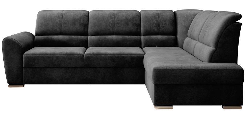 Canapé angle right convertible tissu doux anthracite et pieds acier chromé Zabor 270 cm - Photo n°1