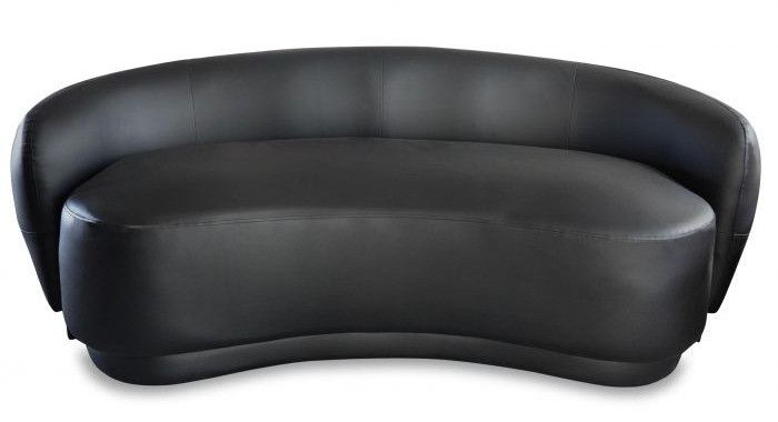 Canapé arrondi 3 places simili cuir noir Nerrou - Photo n°1