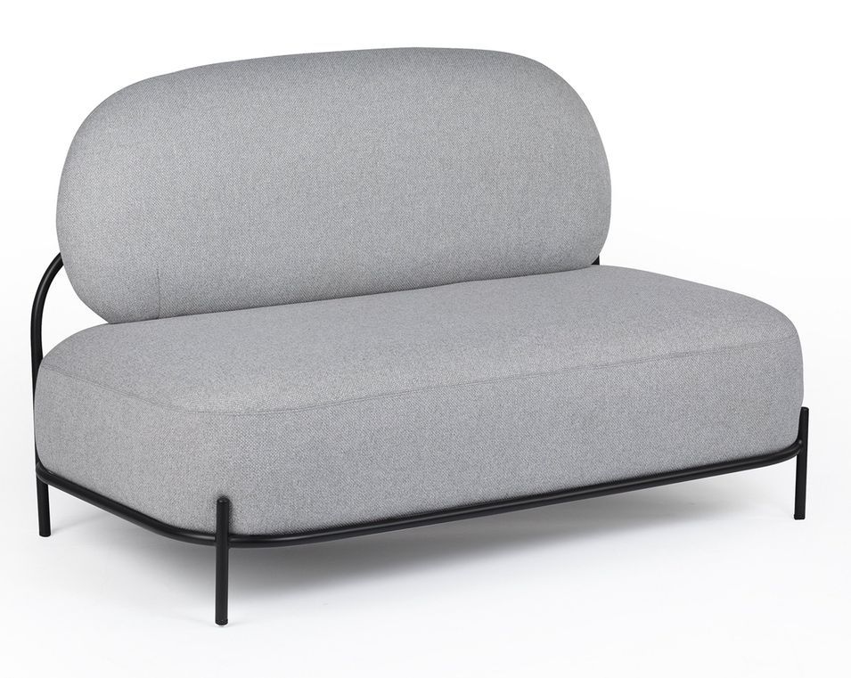 Canapé art deco 2 places acier noir et gris clair Klom - Photo n°1