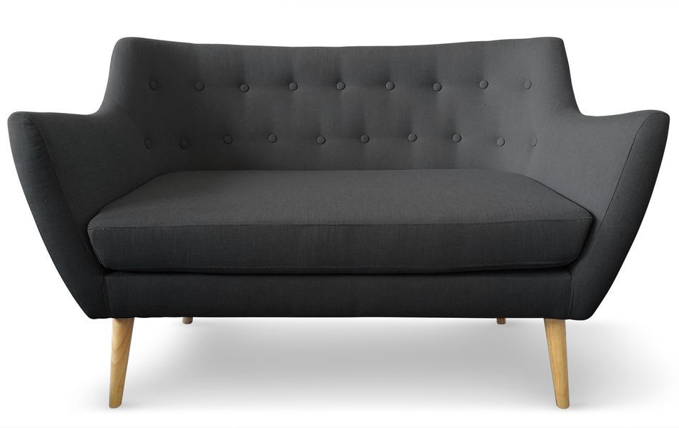 Canapé bergère 2 places Tissu Noir - Photo n°1