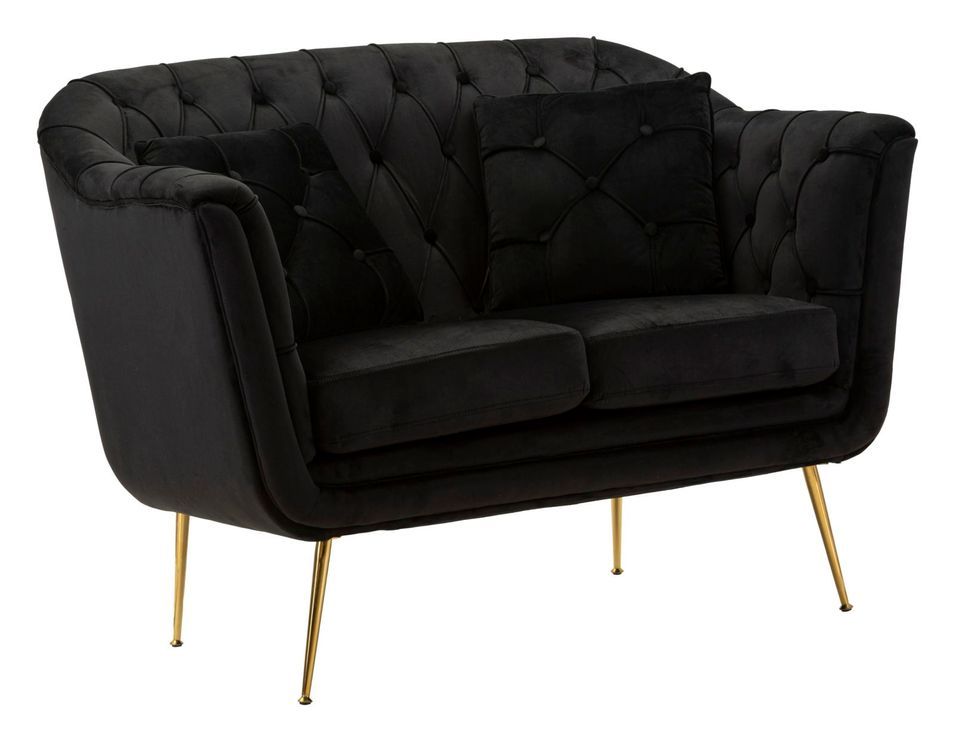 Canapé Budapest noir capitonné design élégant et compact - Photo n°1