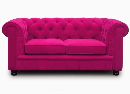 Canapé Chesterfield 2 places Velours Rose Elégance - Photo n°1