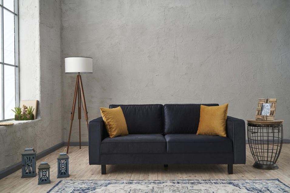 Canapé classique 2 places velours anthracite Kalena 180 cm - Photo n°2