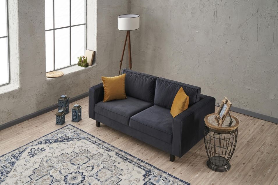 Canapé classique 2 places velours anthracite Kalena 180 cm - Photo n°4