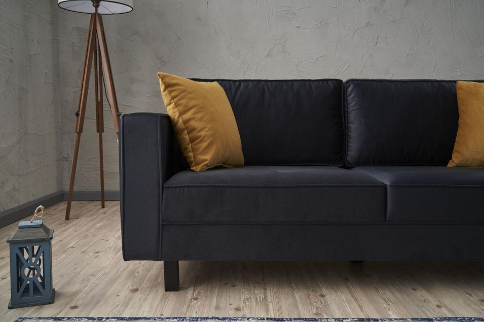 Canapé classique 2 places velours anthracite Kalena 180 cm - Photo n°5
