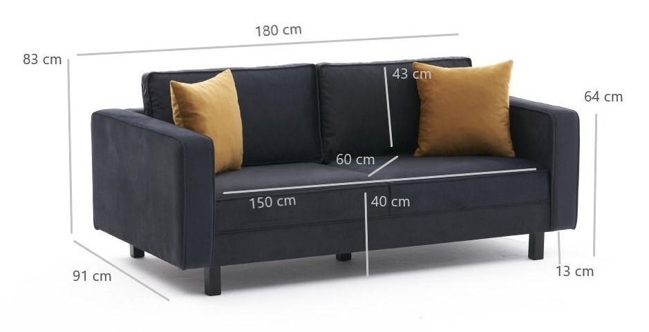 Canapé classique 2 places velours anthracite Kalena 180 cm - Photo n°8