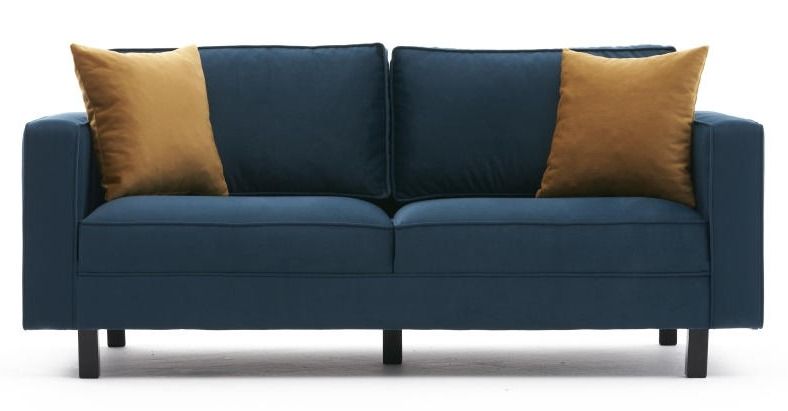 Canapé classique 2 places velours bleu pétrole Kalena 180 cm - Photo n°1