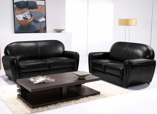 Canapé Club 2 places Noir - Photo n°1