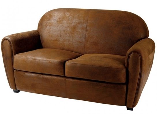Canapé Club 3 places aspect Cuir vieilli - Photo n°1