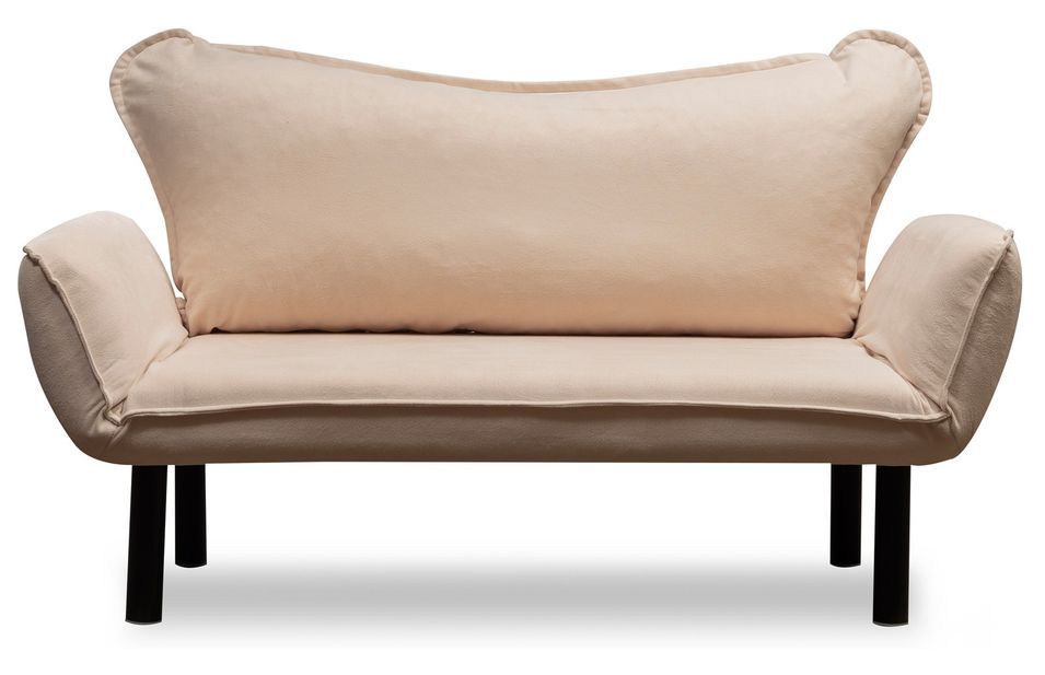 Canapé convertible 2 places tissu beige clair Kalos 140 cm - Photo n°1