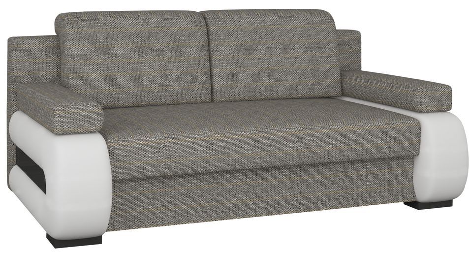 Canapé convertible 2 places tissu gris chiné et simili cuir blanc Korina 202 cm - Photo n°1