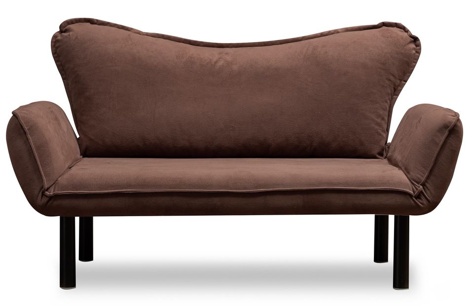 Canapé convertible 2 places tissu marron Kalos 140 cm - Photo n°1