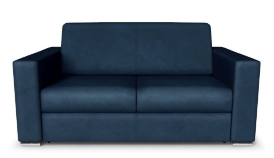 Canapé convertible 2 places velours bleu Socki 120 - Photo n°1