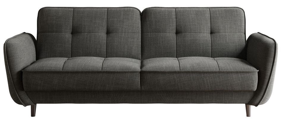 Canapé convertible 3 places BOZA en tissu avec pieds en bois noir – 220 cm - Photo n°1