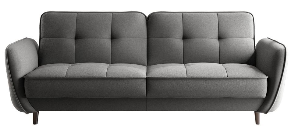 Canapé convertible 3 places BOZA en tissu avec pieds en bois noir – 220 cm - Photo n°1