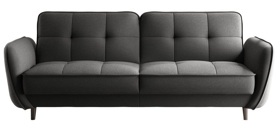 Canapé convertible 3 places BOZA en tissu avec pieds en bois noir – 220 cm - Photo n°1