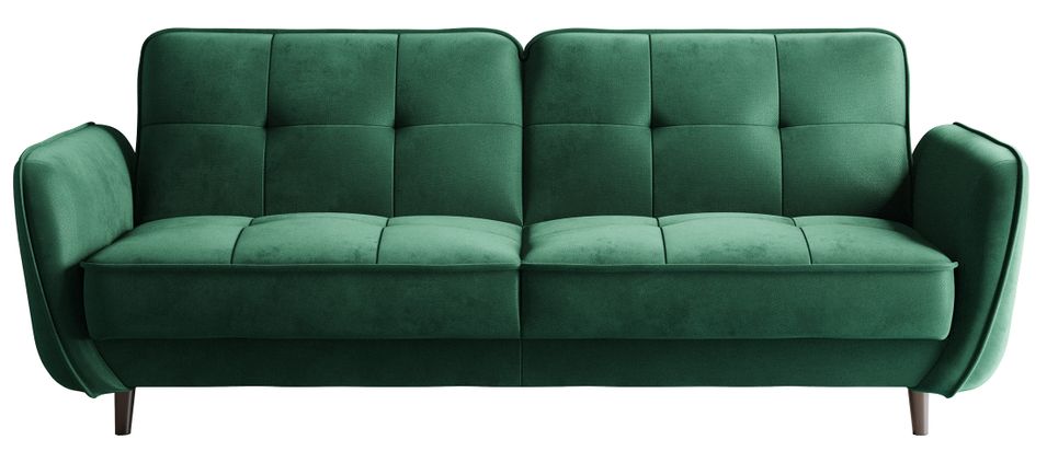 Canapé convertible 3 places BOZA en tissu avec pieds en bois noir – 220 cm - Photo n°1