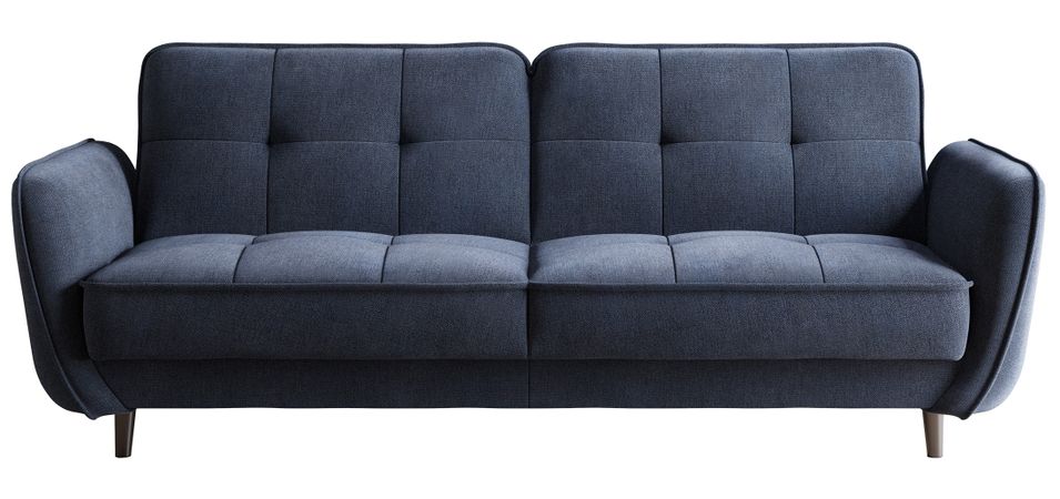 Canapé convertible 3 places BOZA en tissu avec pieds en bois noir – 220 cm - Photo n°1