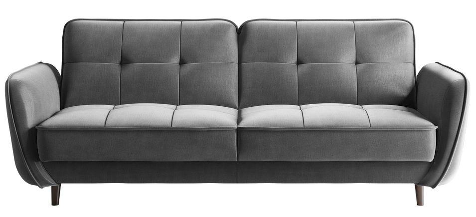 Canapé convertible 3 places BOZA en velours avec pieds en bois noir – 220 cm - Photo n°1
