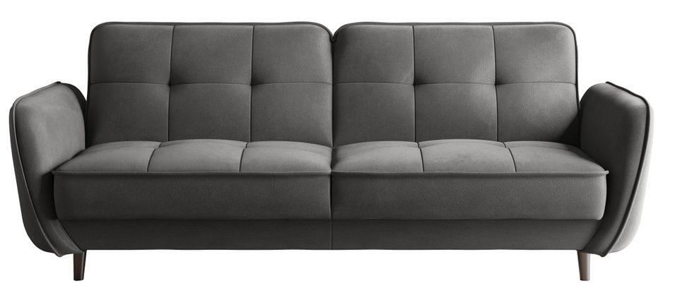 Canapé convertible 3 places BOZA en velours avec pieds en bois noir – 220 cm - Photo n°1