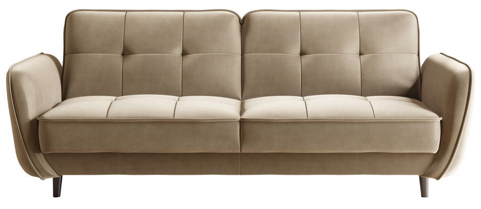 Canapé convertible 3 places BOZA en velours avec pieds en bois noir – 220 cm - Photo n°1