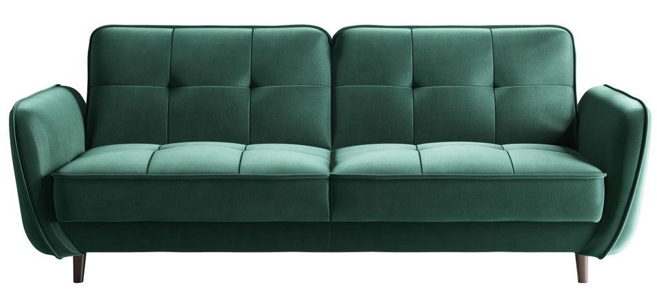 Canapé convertible 3 places BOZA en velours avec pieds en bois noir – 220 cm - Photo n°1