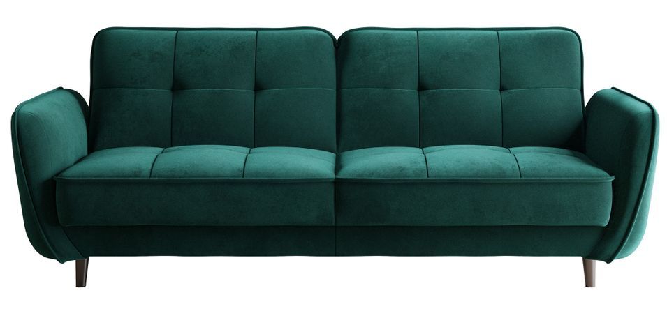 Canapé convertible 3 places BOZA en velours avec pieds en bois noir – 220 cm - Photo n°1
