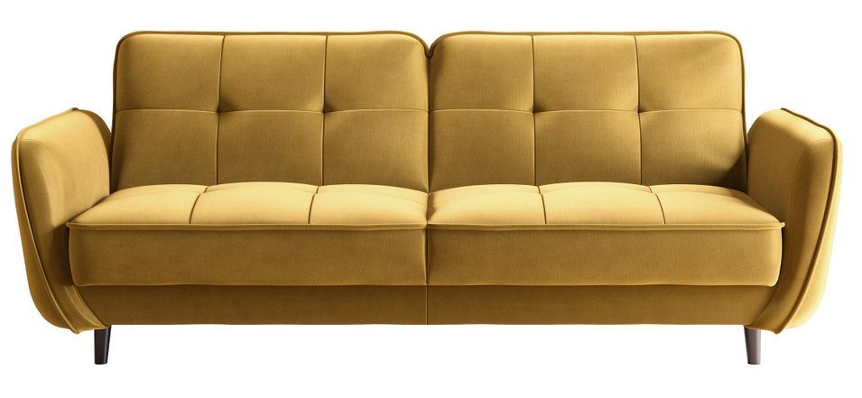 Canapé convertible 3 places BOZA en velours avec pieds en bois noir – 220 cm - Photo n°1