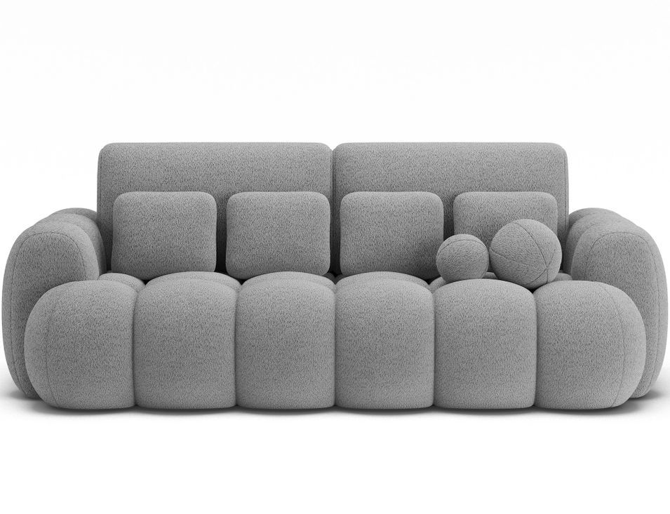 Canapé convertible 3 places COCOON en tissu boucle capitonné – 256 cm - Photo n°1