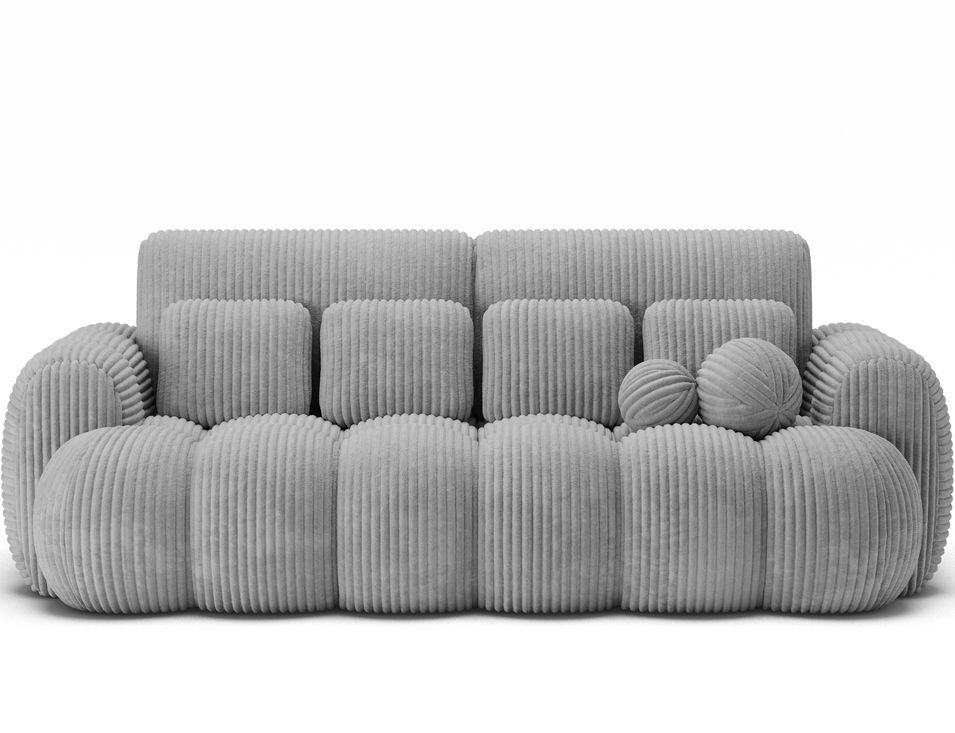 Canapé convertible 3 places COCOON en tissu côtelé capitonné – 256 cm - Photo n°1