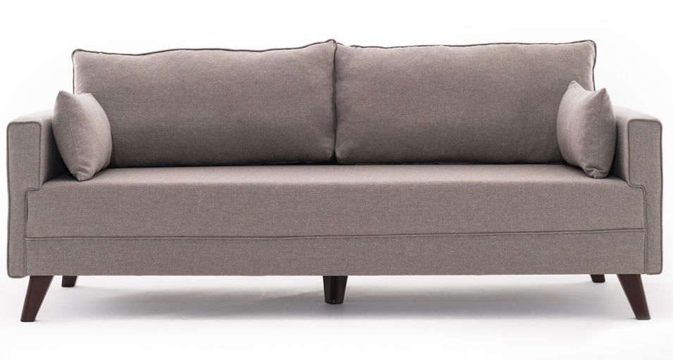 Canapé convertible 3 places tissu beige Kandy 208 cm - Photo n°1