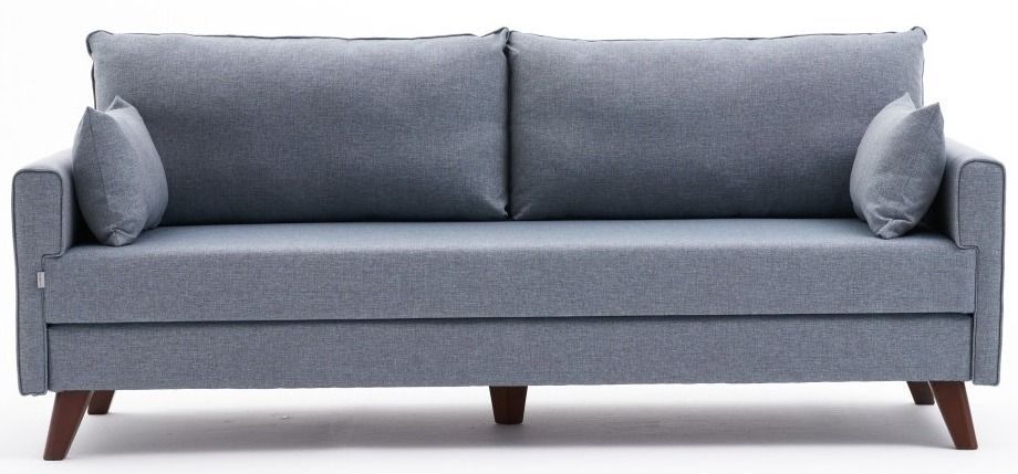 Canapé convertible 3 places tissu bleu clair Kandy 208 cm - Photo n°1