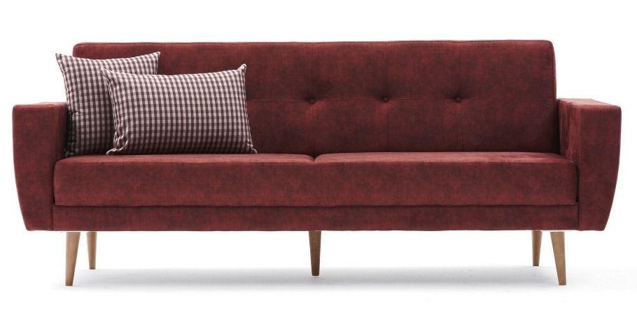 Canapé convertible 3 places tissu rouge Spoka 218 cm - Photo n°1