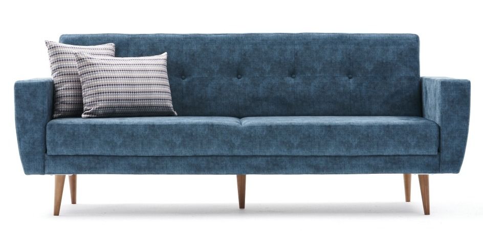 Canapé convertible 3 places tissu turquoise Spoka 218 cm - Photo n°1