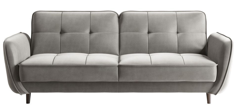 Canapé convertible 3 places velours BOZA 220 cm - Pieds bois noir - Photo n°1