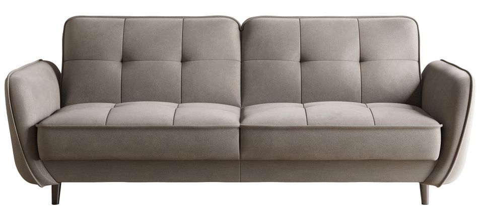 Canapé convertible 3 places velours BOZA 220 cm - Pieds bois noir - Photo n°1