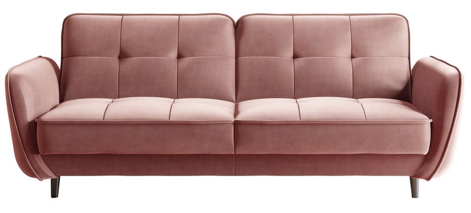 Canapé convertible 3 places velours BOZA 220 cm - Pieds bois noir - Photo n°1