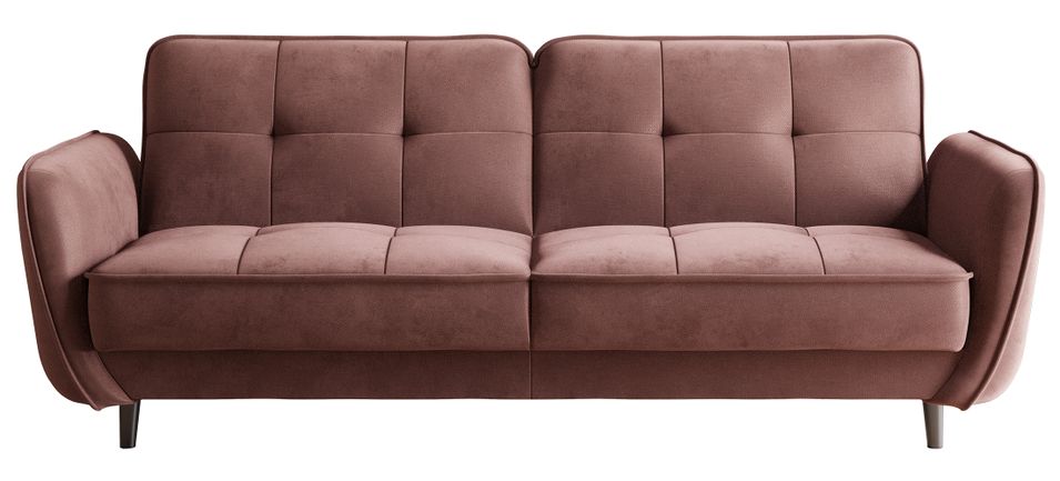 Canapé convertible 3 places velours BOZA 220 cm - Pieds bois noir - Photo n°1