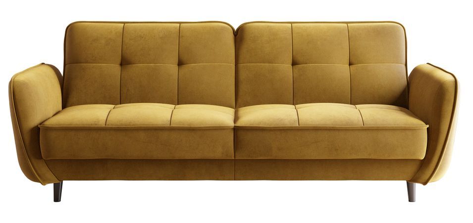 Canapé convertible 3 places velours BOZA 220 cm - Pieds bois noir - Photo n°1