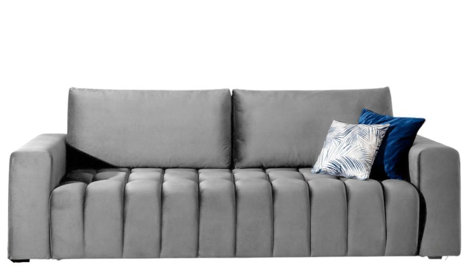 Canapé convertible 3 places velours capitonné LARKO 247 cm - Photo n°1